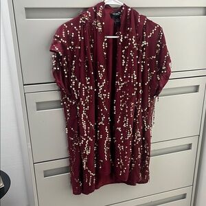Elegant Burgundy Sequin Sweater